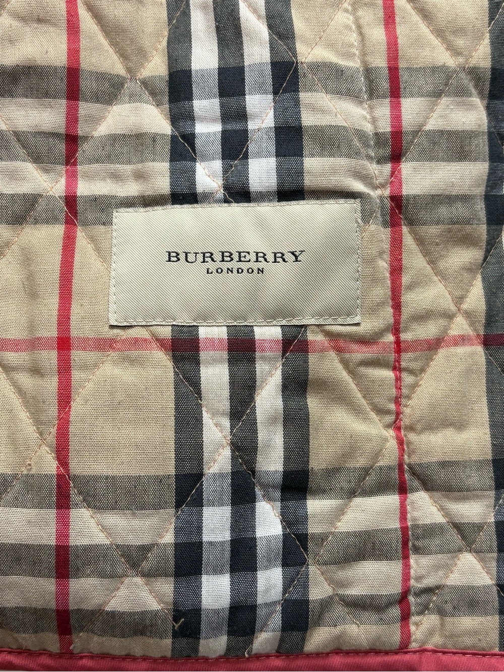 Burberry London Coral Pink Diamond Quilted Nova Check Lined Jacket Large *Flaws - Picture 13 of 16